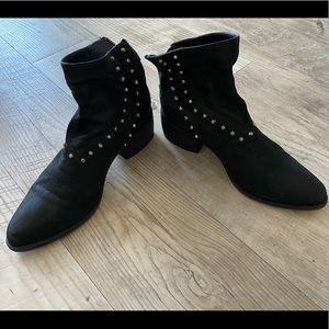 LD Tuttle Black Suede Studded Ankle Boots, Size 37